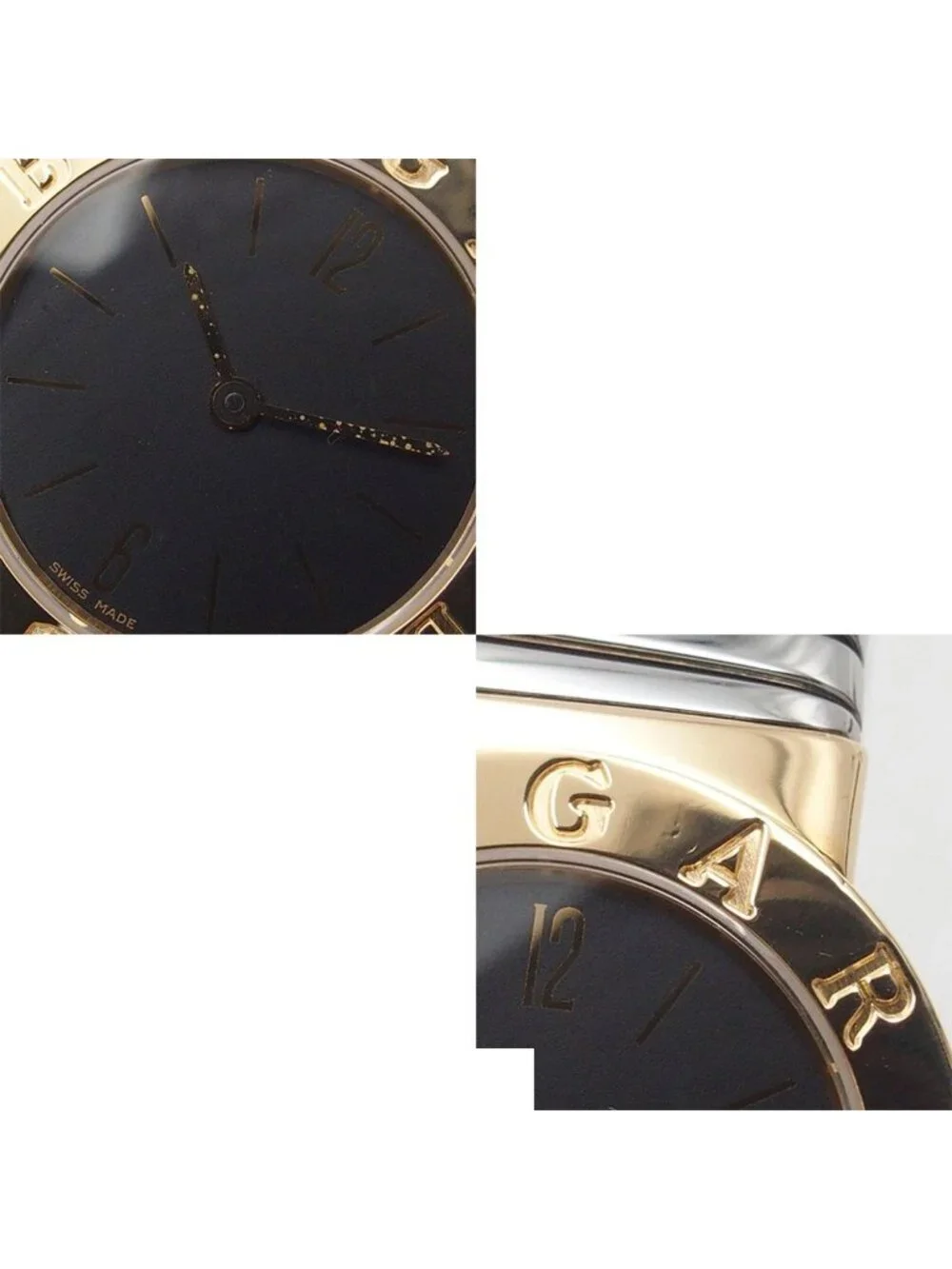 Bvlgari Tubogas S Black 18K Yellow Gold SS Watch Quartz